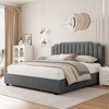 KTMBDW Lift Up Storage Bed, Modern Wingback Headboard, Hydraulic Support, No Box Spring Needed, Velvet Upholstered, Gray - 2 of 4