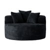 WJSHome 50"Round Chaise Lounge Chair Indoor,Oversized Corduroy Upholstered Boneless Couch Deep Seat Sleeper Sofa Bed,No Assembly Required ,Black - 3 of 4