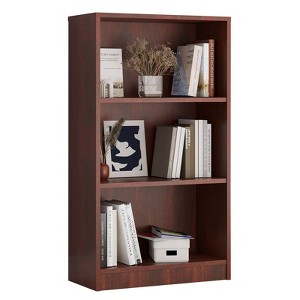 CAVINAS Bookshelf with 3 Shelf,Tall Decorative Bookcase Display Shelves with Free Standing Design,Modern Wood Bookshelf for Living Room - 1 of 4