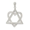 Black Bow Jewelry Sterling Silver Star Of David Heart Pendant, 28 x 42mm - 3 of 4