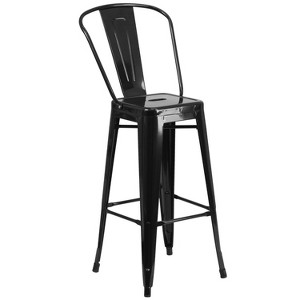 Merrick Lane Metal Stool with Removable Back for Indoor-Outdoor Use - 1 of 4