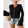 Coolmee Women's Crochet Cardigan Long Sleeve Open Front Button Down Trendy Casual Cropped Sweater - 4 of 4
