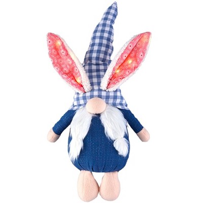 The Lakeside Collection Blue and White Plaid Easter Collection - Larry the Gnome
