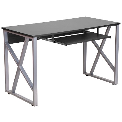 Flash Furniture Black Computer Desk with Pull-Out Keyboard Tray and Cross-Brace Frame