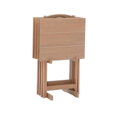 StoreSmith Folding Acacia Tray Table with Removable Tray