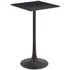 Bar Table 41.7"H Black – Faux Wood MDF Square Top with Powder-Coated Steel Pedestal Base, Modern Indoor Accent by Zuo Modern - 3 of 4