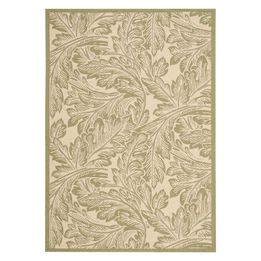 4'X5'7in Rectangle Leon Outer Patio Rug Natural/Olive - Safavieh