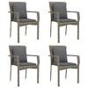 vidaXL Patio Chairs with Cushions 4 pcs Poly Rattan Gray - 2 of 4