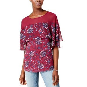 Kensie Womens Flounce Floral Knit Blouse - 1 of 1