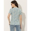 INSPIRE CHIC Women's Summer Peter Pan Collar Button Front Vintage Floral Print Blouse - 4 of 4