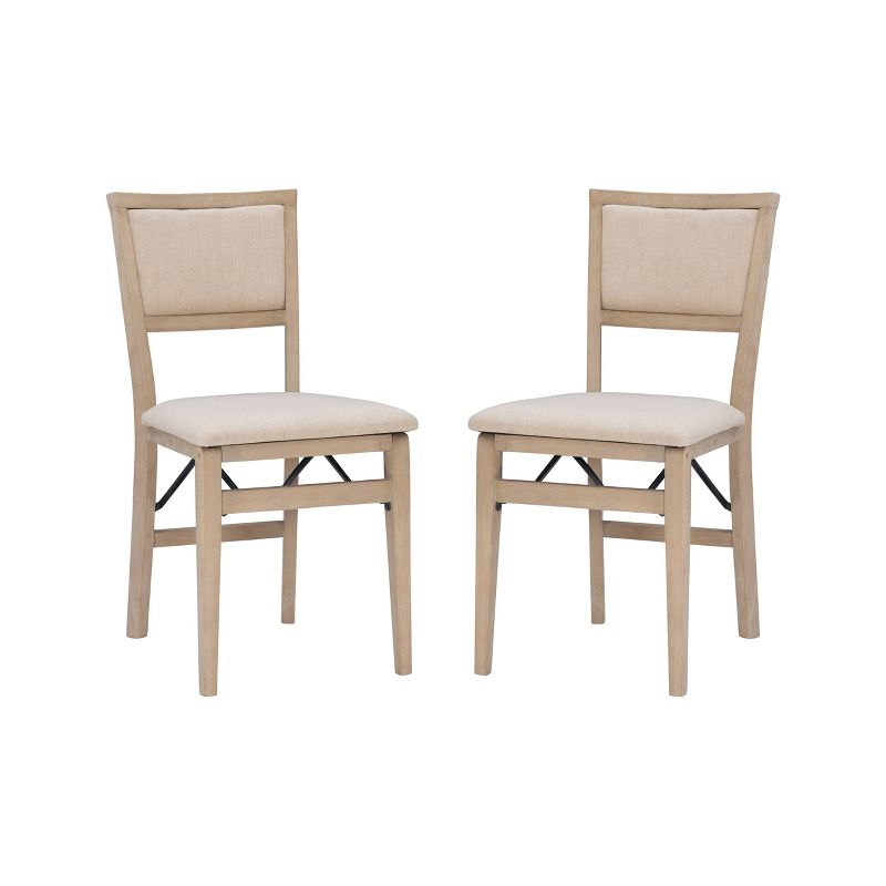 Set of 2 Claire Solid Wood and Upholstered Seat Folding Chairs Gray Wash - Linon, 2 of 19