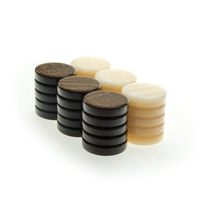 WE Games Wooden Checkers Set - Stackable Dark Brown & Natural Checkers Pieces With Storage Bag