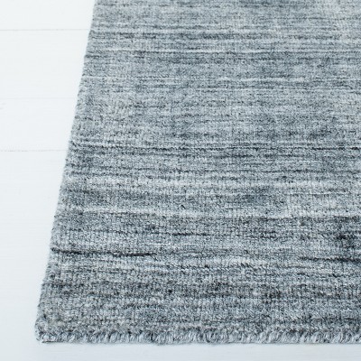 Gray Hand-Knotted Wool and Viscose Runner Rug