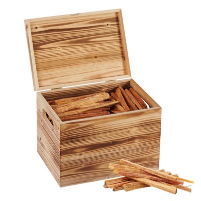 Dexmalle 15 Lbs Fatwood Fire Starter Sticks with Wooden Box