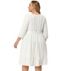 Agnes Orinda Women's Plus Size Square Neck Swiss Dots Wedding Empire Waist Ruffle Hem Chiffon Midi Dresses - 4 of 4
