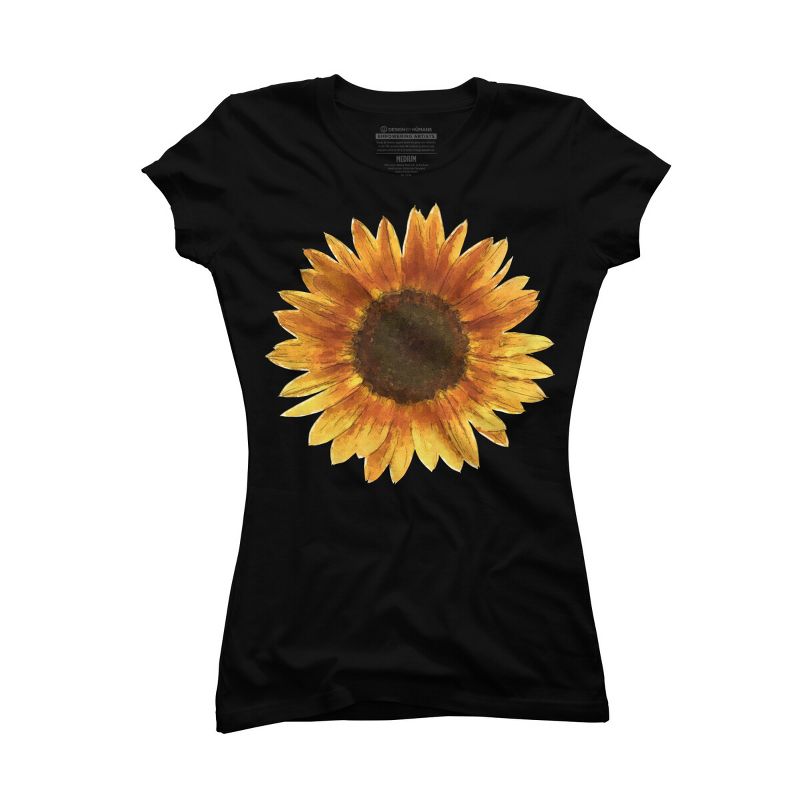Junior's Design By Humans Sunflower By Maryedenoa T-Shirt, 1 of 4