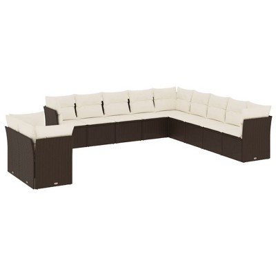vidaXL Outdoor Sofa Set Brown PE rattan Modular UV-resistant materials