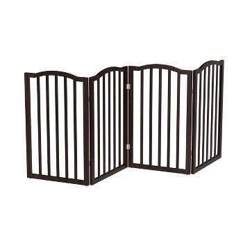 Indoor Pet Gate - 4-Panel Folding Dog Gate for Stairs or Doorways - 73.5x32-Inch Tall Freestanding Pet Fence for Cats and Dogs by PETMAKER (Brown)