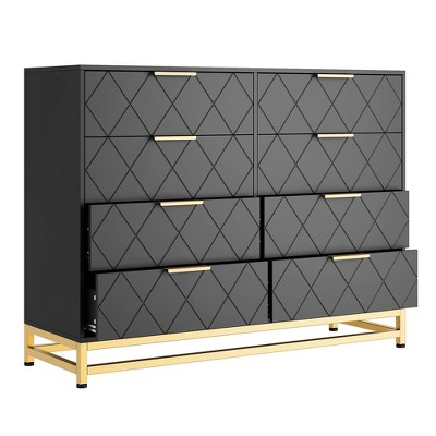 8 Drawers Dresser for Bedroom, Wide Wood Rustic Chest of Drawers