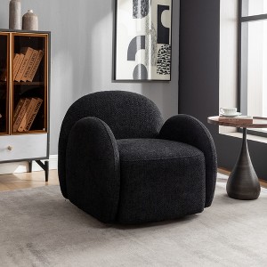 SEYNAR Modern Glam Boucle Upholstered Swivel Accent Armchair,Black,31.1''W*30.3''D*28.7''H - 1 of 4