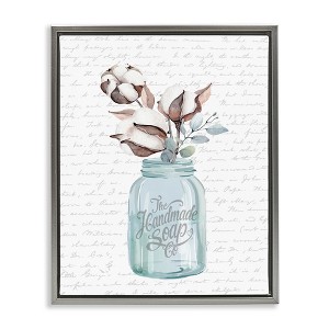 Stupell Industries Handmade Soap Jar & Cotton Flower Floating Frame Canvas Art - 1 of 4