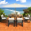 7-Piece Outdoor Dining Set – Patio Table & Chairs with Removable Cushions, Acacia Wood & Steel Frame, Beige, for Patio, Garden, and Backyard - 3 of 4