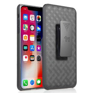 Nakedcellphone Case with Stand and Belt Clip Holster for iPhone Xs Max - Black - 1 of 4