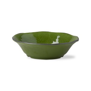tagltd 16 oz. 7 in. Veranda Cracked Glazed Solid Green Wavy Edge Melamine Serving Bowls 4 pc Dishwasher Safe Indoor Outdoor - 1 of 2