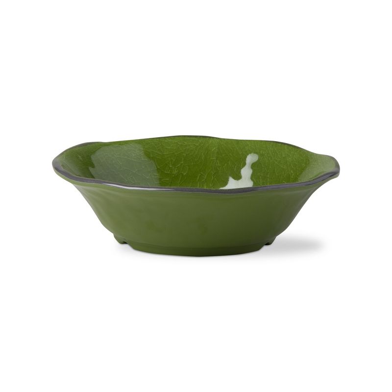 tagltd 16 oz. 7 in. Veranda Cracked Glazed Solid Green Wavy Edge Melamine Serving Bowls 4 pc Dishwasher Safe Indoor Outdoor, 1 of 3