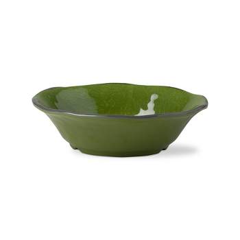 tagltd 16 oz. 7 in. Veranda Cracked Glazed Solid Green Wavy Edge Melamine Serving Bowls 4 pc Dishwasher Safe Indoor Outdoor