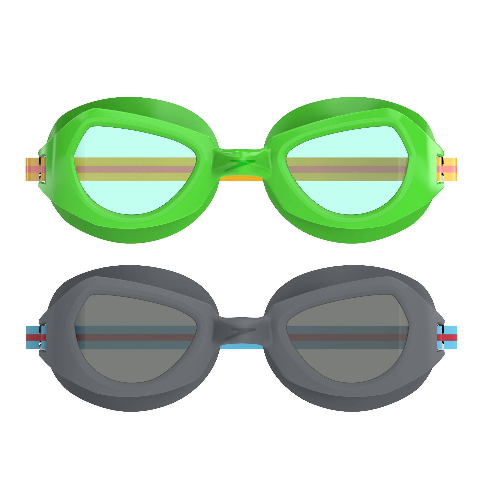 Speedo Junior Sprinter 2pk Swim Goggles - Black/Green: Anti-Fog, Adjustable Strap, Ages 6-14