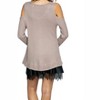 Women's LONG SLEEVE COLD SHOULDER STUD DETAIL TOP - VOCAL APPAREL - 2 of 2