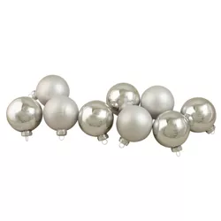 Northlight 9ct Silver 2-Finish Glass Christmas Ball Ornaments 2.5" (65mm)