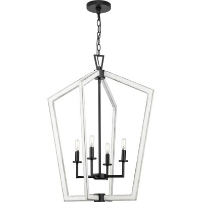 Galloway Matte Black and White 4-Light Foyer Pendant