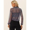 Allegra K Women's Collar See Through Drawstring Lightweight Zipper Crop Jacket - 3 of 4
