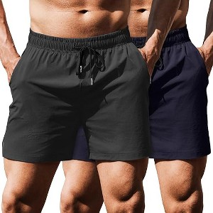 COOFANDY Men's Running Athletic Shorts 5 Inch 2 Pack Gym Workout Shorts Fitted Exercise Hiking Shorts with Zipper Pocket - 1 of 4