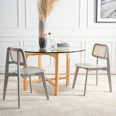 Luz Gray Wood and Cane Mid-Century Modern Side Chair