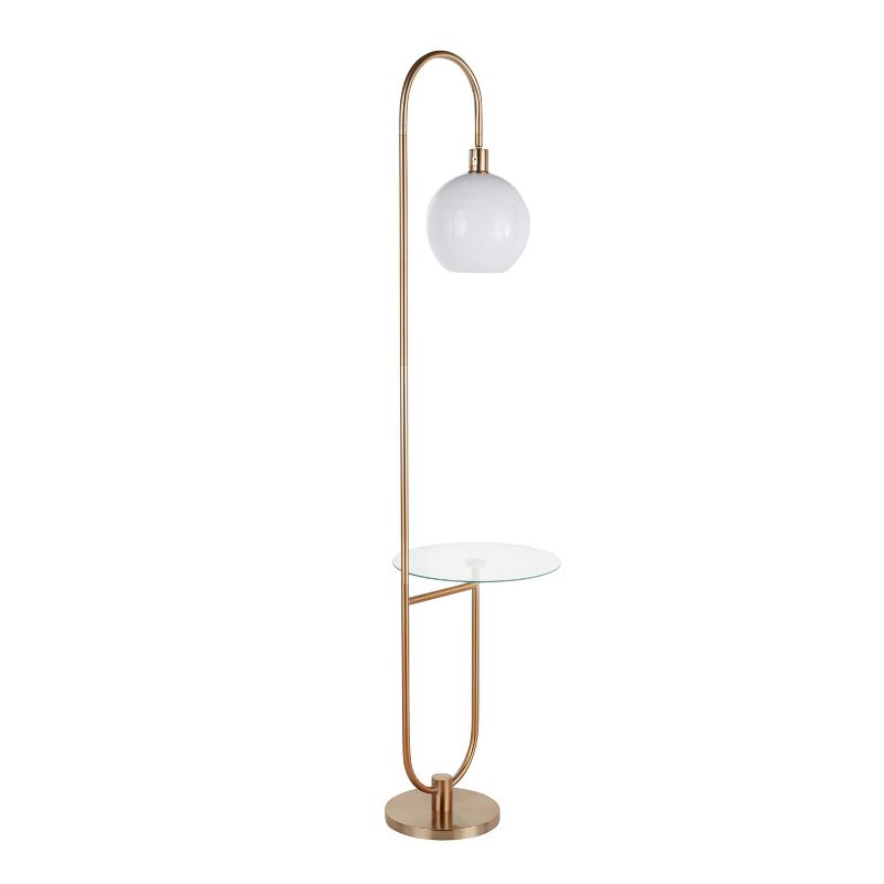 Trombone Contemporary/Glam Floor Lamp with Metal and Glass Shelf Gold (Includes LED Light Bulb) - LumiSource, 5 of 15