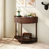 KWPZQEB Half Moon Entryway Table, Small Console Desk w/ 2 Storage Drawers & Bottom Shelf, Accent Half Circle Decort Table for Bedroom, Hallway - 4 of 4