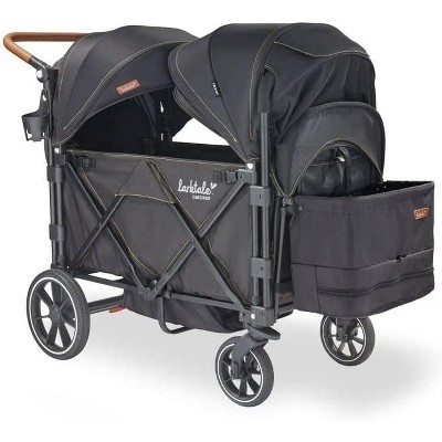 Antarctica Doe mijn best versneller Larktale Caravan - 200 Lbs. Capacity, Double Seater Collapsible Wagon,  All-terrain Stroller Wagon For Kids And Babies - 2023 Version - Byron Black  : Target