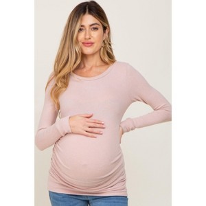 Pinkblush Light Pink Soft Knit Ruched Maternity Top - 1 of 4