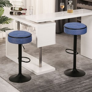 NicBex Round Storage Bar Stools Set of 2,Adjustable Counter Height Bar Stools,Swivel Bar Chairs with Metal Frame,PU Leather Barstools for Home - 1 of 4