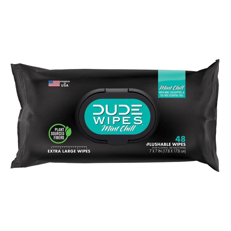 Dude Wipes Mint Chill Flushable Personal Wipes - Eucalyptus Scent - 48ct, 1 of 8