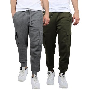 Blue Ice Apparel Men's Heavyweight Fleece-Lined Cargo Jogger Sweatpants -2 Pack - 1 of 3