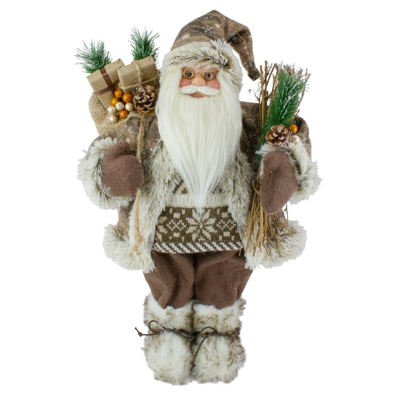 Northlight 18" Standing Santa Christmas Figure with Presents, 1 of 6