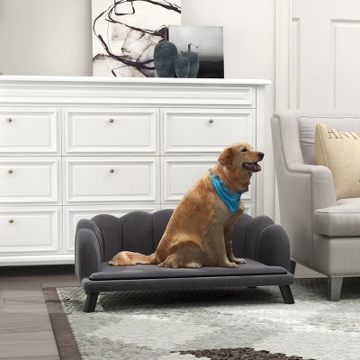 LAOTIES Luxury Large Dog Sofa,Soft Foam Cushion,Washable Bed,Wooden Legs