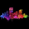 Junior's Design By Humans Color Drip City Buildings By hkartist T-Shirt - 2 of 2