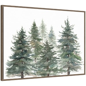 Kate & Laurel All Things Decor 28"x38" Sylvie Framed Canvas Pines And Evergreens by Patricia Shaw Walnut - 1 of 4