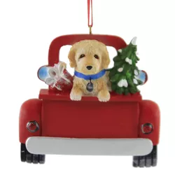 Holiday Ornament 3.25" Dog In Back Of Truck Labradoodle Christmas Tree Diy Personalize  -  Tree Ornaments