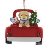 Holiday Ornament Dog In Back Of Truck  -  One Ornament 3.25 Inches -  Christmas Tree Diy Personalize  -   -  Plastic  -  Multicolored